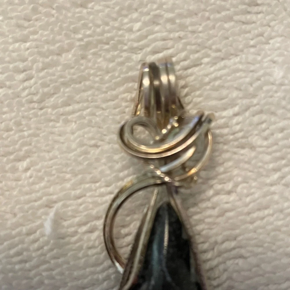 Silver Wire Wrapped Fossil Pendant - Picture 4 of 4